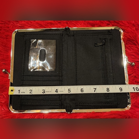 Black and Silver Zebra Print Sequined Wallet Clutch - Picture 7 of 10